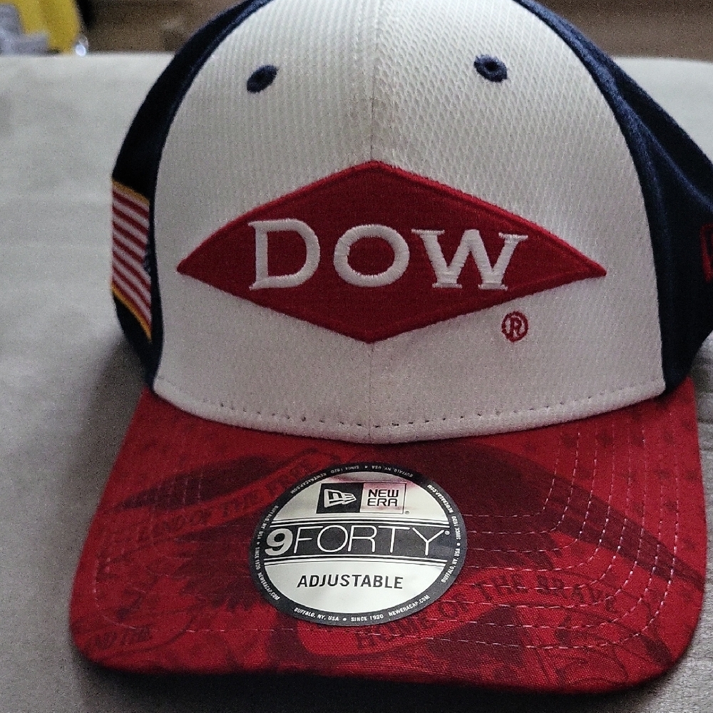 Dow Logo New Era 9FORTY Adjustable Trucker Hat - Red, White, Navy